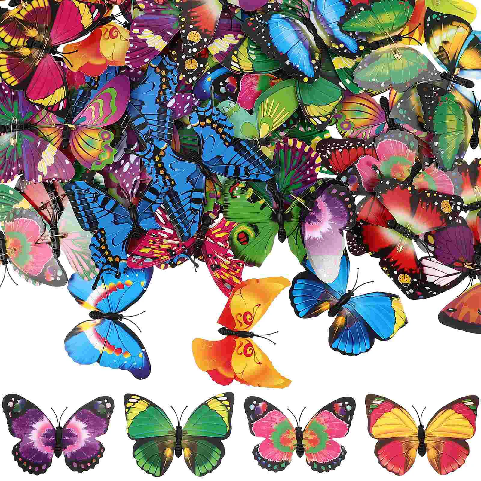 

100 Pcs Crystal Decor Pin Butterfly Coat Brooch Rhinestones Clothes Butterflies Brooches Pvc Insect Lapel Collar Miss