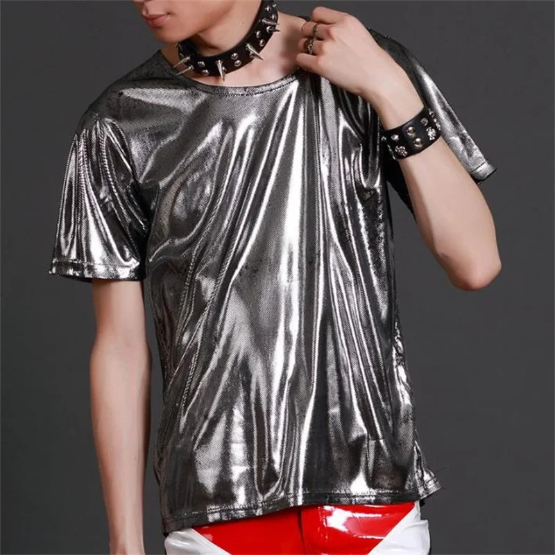 Silver gold fashion punk slim sexy shirt men short sleeve man teenage korean shirt mens personality stage singer dance
Silver gold fashion punk slim sexy shirt men short sleeve man teenage korean shirt mens personality stage singer dance