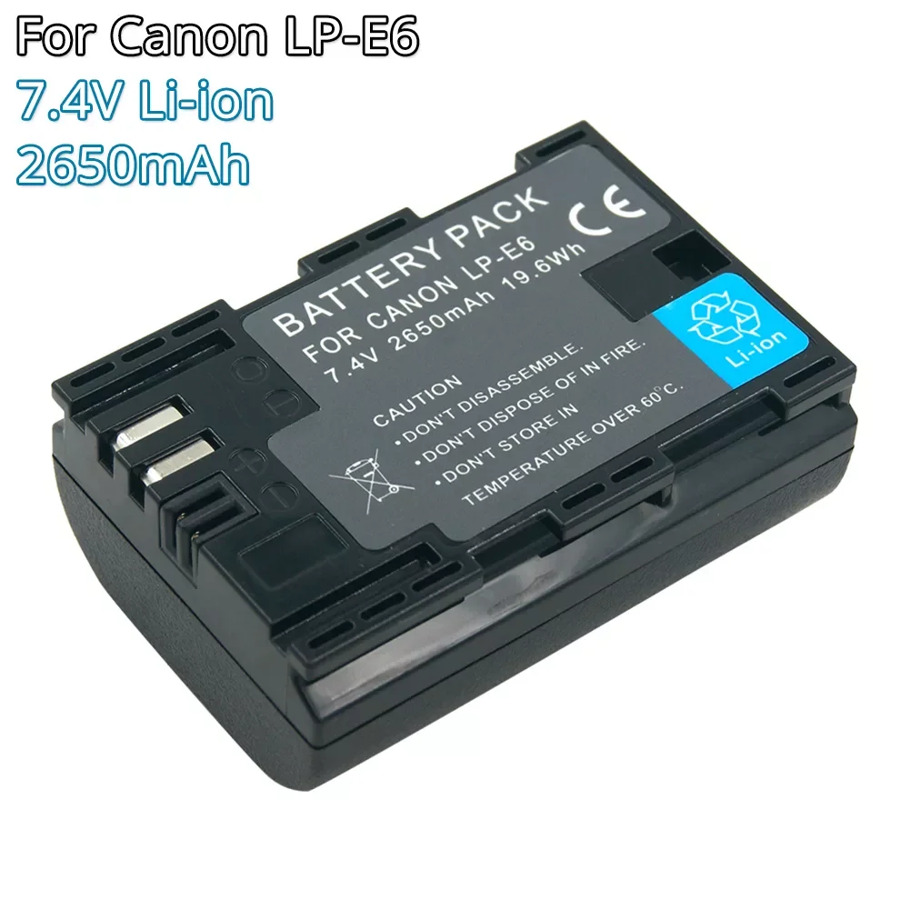 NEW LP-E6 LPE6 LPE6N Camera Battery 7.4V 2650mAh Li-ion Rechargeable Batteries for Canon EOS 5D 6D 7D 60D 70D 80D Mark II Mark I
NEW LP-E6 LPE6 LPE6N Camera Battery 7.4V 2650mAh Li-ion Rechargeable Batteries for Canon EOS 5D 6D 7D 60D 70D 80D Mark II Mark I