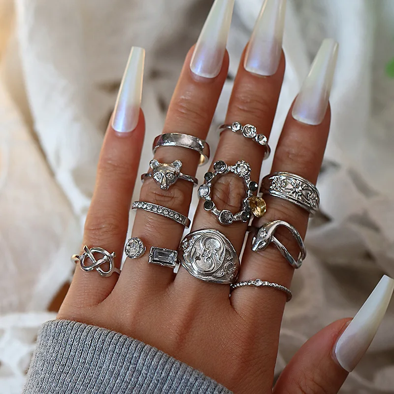 11P/Set Charm Stainless Steel Finger Rings for Women Golden and Silver Vintage Animal Gold Coin Snake Ring Fashion Jewelry Gift
11P/Set Charm Stainless Steel Finger Rings for Women Golden and Silver Vintage Animal Gold Coin Snake Ring Fashion Jewelry Gift