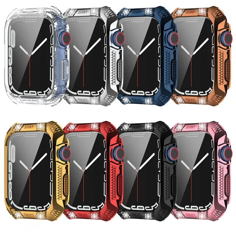 Bling Case for Apple Watch 7 45mm 41mm PC+Glass Screen Protector Iwatch 7 Crystal Diamond Plated Cover Shockproof Bumper
Bling Case for Apple Watch 7 45mm 41mm PC+Glass Screen Protector Iwatch 7 Crystal Diamond Plated Cover Shockproof Bumper