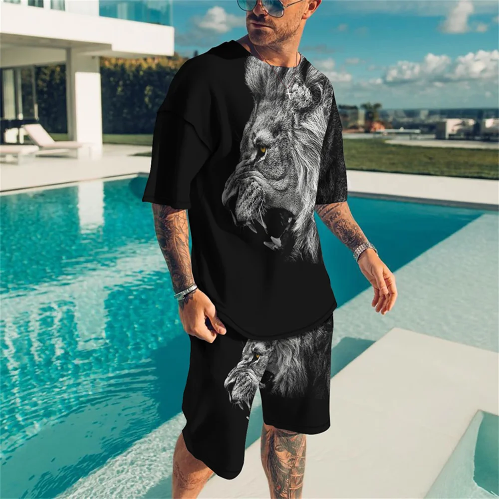 Shorts Set Street Men's Sportswear T-shirt Shorts Fashion 3D Printed Lion King Short Sleeve Summer 2 Piece Set Pant Closure Type 
Shorts Set Street Men's Sportswear T-shirt Shorts Fashion 3D Printed Lion King Short Sleeve Summer 2 Piece Set Pant Closure Type
