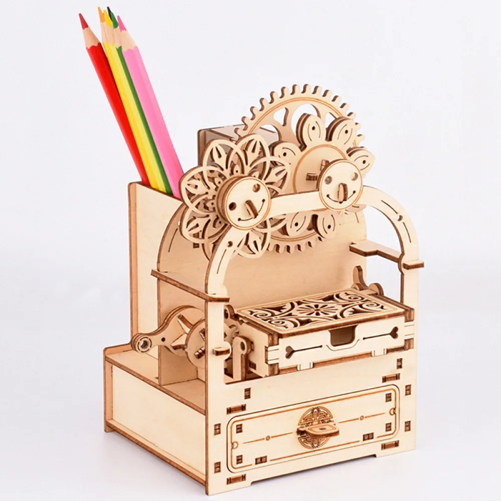 DIY Wooden Carved Pen Holder Music Boxes Flywheel Flower Clockwork Jigsaw Puzzle Music Box Educational Assembling Toys
DIY Wooden Carved Pen Holder Music Boxes Flywheel Flower Clockwork Jigsaw Puzzle Music Box Educational Assembling Toys