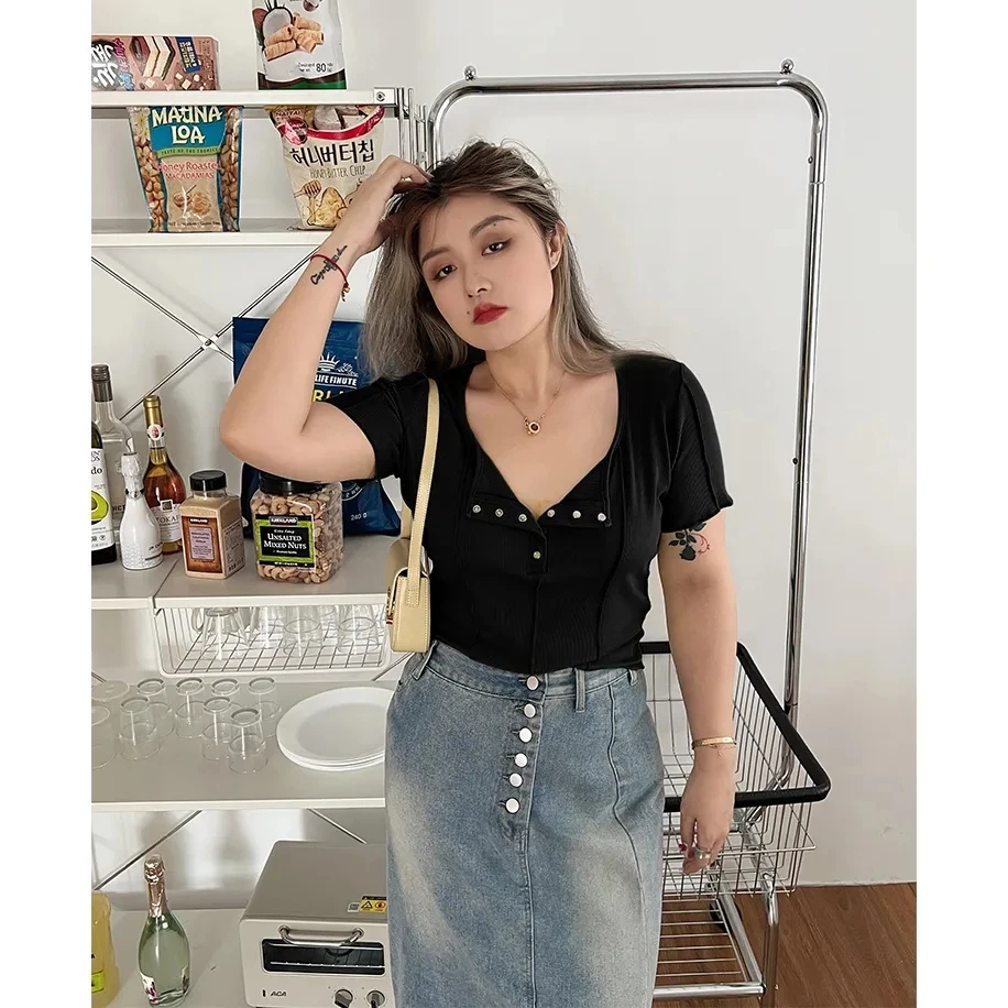 Fat Girl Crop Top Sexy Button Neck Asymmetrical Women's Summer Tee Shirt Short Sleeve Cotton Loose Casual 2022 New Spice Urban
Fat Girl Crop Top Sexy Button Neck Asymmetrical Women's Summer Tee Shirt Short Sleeve Cotton Loose Casual 2022 New Spice Urban