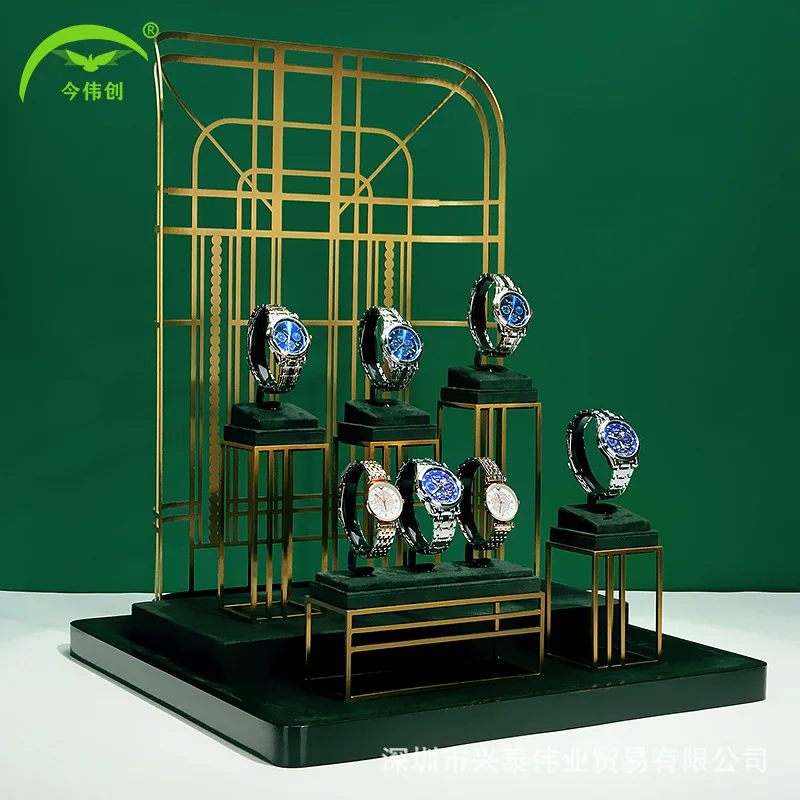 Watch watch display green metal window display props of high-grade watches display shelf live watches frame
Watch watch display green metal window display props of high-grade watches display shelf live watches frame