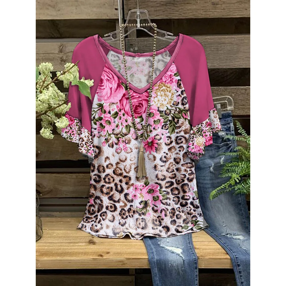 New Women Pink T-shirts Flowers Print Hawaii Style Fashion y2k Clothes V-neck Patchwork Short Sleeve Women's Tops
New Women Pink T-shirts Flowers Print Hawaii Style Fashion y2k Clothes V-neck Patchwork Short Sleeve Women's Tops