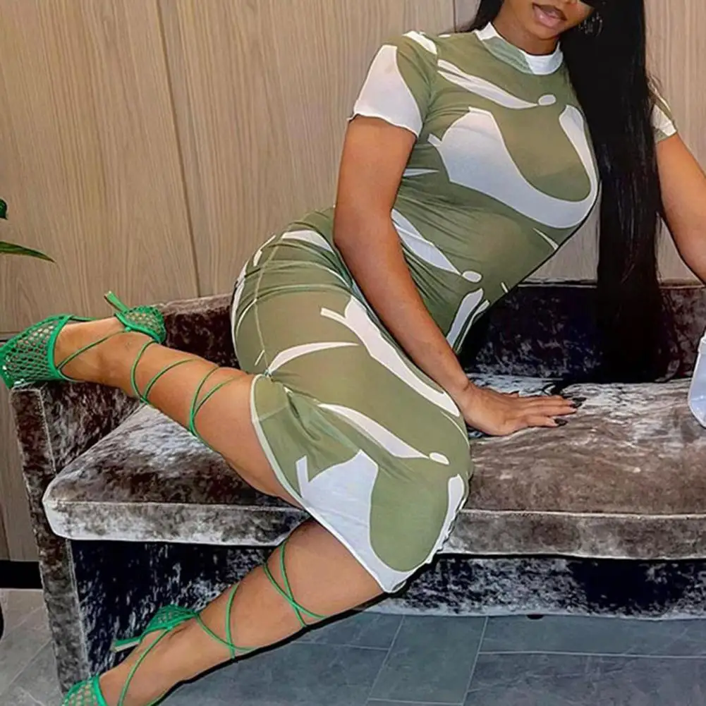 2022 Mesh Print See Through Midi Dress Women Sexy Elegant Mock Neck Short Sleeve Stitching Summer Bodycon Lady Clubwear Mujer
2022 Mesh Print See Through Midi Dress Women Sexy Elegant Mock Neck Short Sleeve Stitching Summer Bodycon Lady Clubwear Mujer