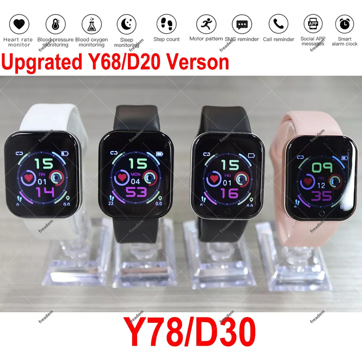 Y78 D30 Watch7 I7 Smart Watch Heart Rate Blood Pressure App Messages Call Reminder Sports Music Upgraded Original Y68 D20
Y78 D30 Watch7 I7 Smart Watch Heart Rate Blood Pressure App Messages Call Reminder Sports Music Upgraded Original Y68 D20