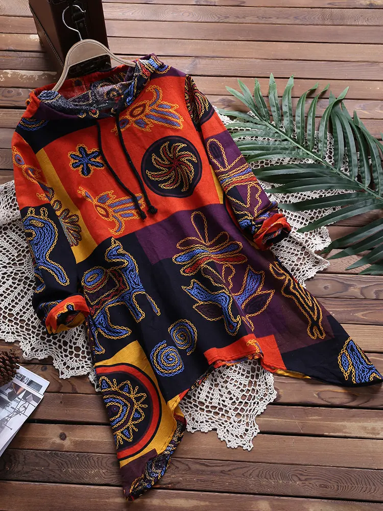 Bohemian Casual Plus Size Printed Loose Hooded Drawstring Irregular Women Dress India Thailand Africa Gypsy Hippie Shirt Top
Bohemian Casual Plus Size Printed Loose Hooded Drawstring Irregular Women Dress India Thailand Africa Gypsy Hippie Shirt Top