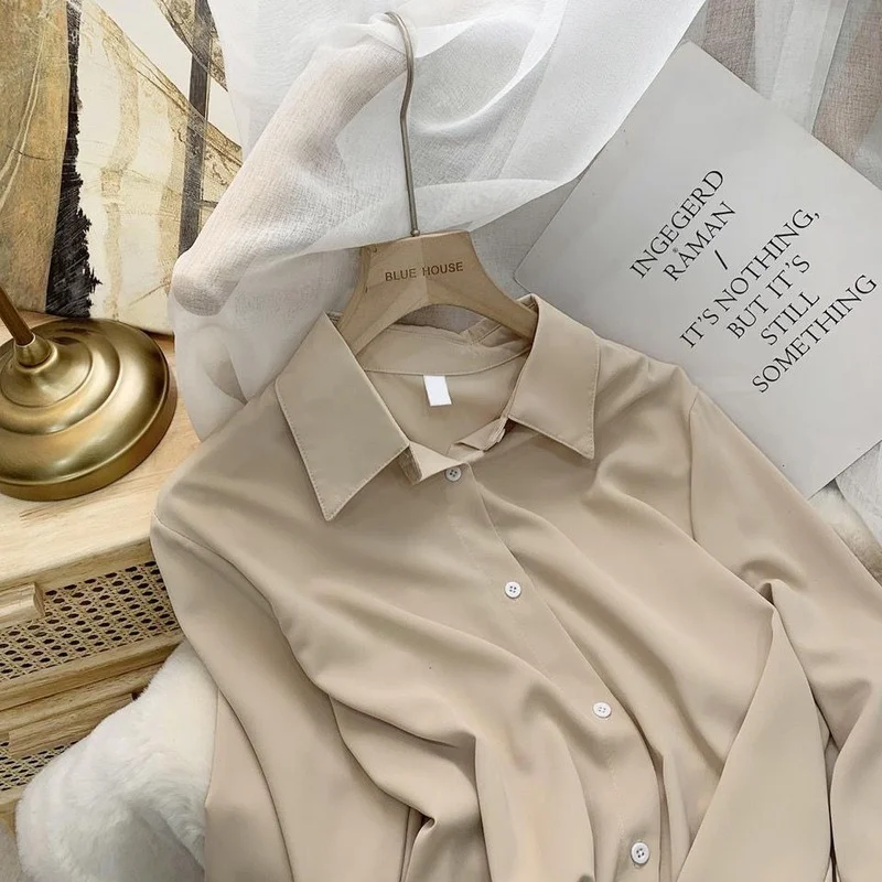 Solid Color Shirt Women Long Sleeves Top Loose Vintage Chiffon Lapel Top Button Shirt Women Summer Shirt Y2k Top DropShipping
Solid Color Shirt Women Long Sleeves Top Loose Vintage Chiffon Lapel Top Button Shirt Women Summer Shirt Y2k Top DropShipping