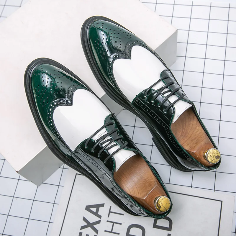 Men's Leather Brogues Lace-up Oxford Flat Shoes Men White and Green Handmade Shoes Casual Leather British Formal Platform Shoes
Men's Leather Brogues Lace-up Oxford Flat Shoes Men White and Green Handmade Shoes Casual Leather British Formal Platform Shoes