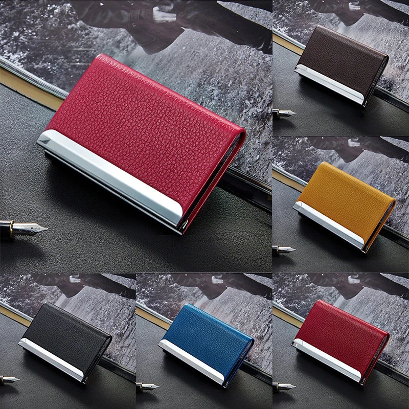 Name Card Holder PU Leather Stainless Steel ID Case Business Card Holder Credit Card Box Multicolor Colors Buckle Slim Pocket
Name Card Holder PU Leather Stainless Steel ID Case Business Card Holder Credit Card Box Multicolor Colors Buckle Slim Pocket