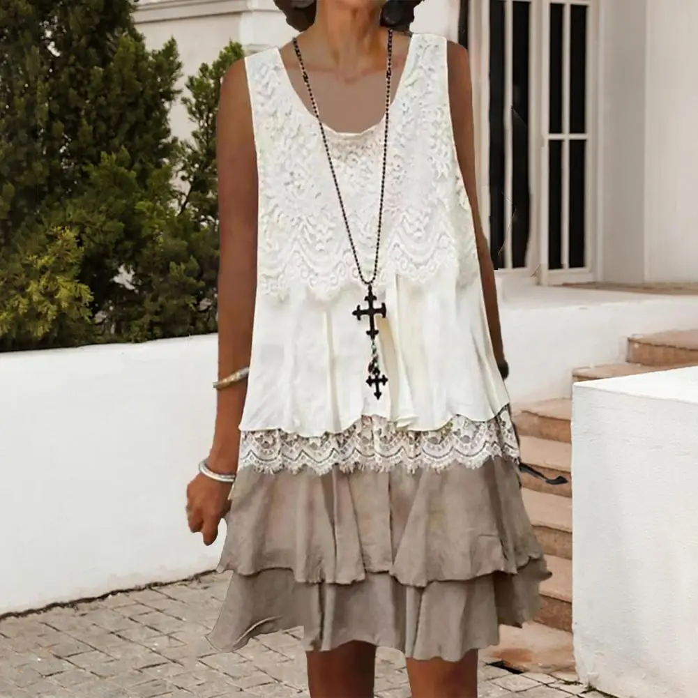 Summer Beach Dress Pullover Lady Mini Dress V-neck Ruffle Women Vest Dress Outdoor
Summer Beach Dress Pullover Lady Mini Dress V-neck Ruffle Women Vest Dress Outdoor