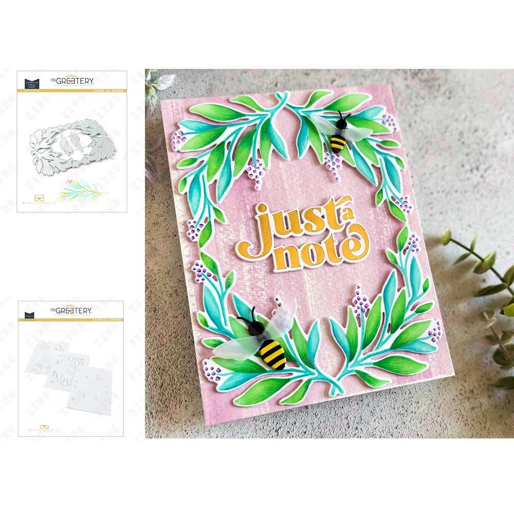 

2022 Scrapbook Diary Decoration Embossing Template Leaves All Around Stencil Diy Greeting Card Handmade Craft Metal Cutting Dies