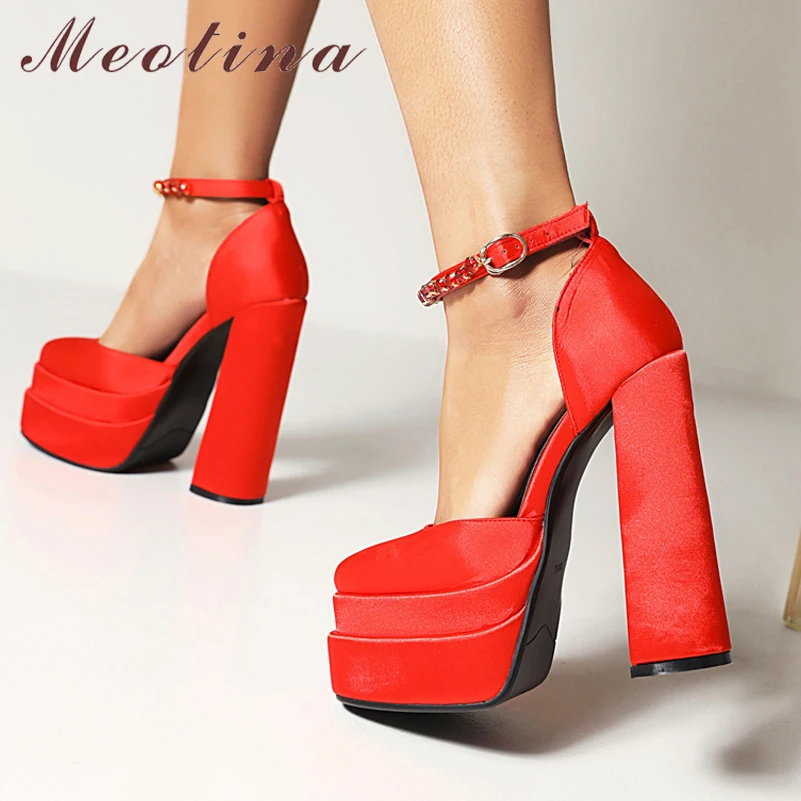 Meotina Women Shoes Platform Thick Heels Crystal Pumps Buckle Strap Super High Heel Ladies Footwear Spring Ankle Strap Shoes 43
Meotina Women Shoes Platform Thick Heels Crystal Pumps Buckle Strap Super High Heel Ladies Footwear Spring Ankle Strap Shoes 43