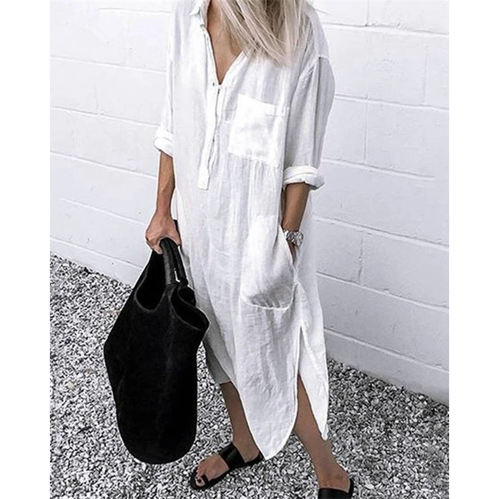 Женское Повседневное платье-рубашка на пуговицах, однотонное свободное платье средней длины с длинным рукавом на осень и весну, 2022
Женское Повседневное платье-рубашка на пуговицах, однотонное свободное платье средней длины с длинным рукавом на осень и весну, 2022