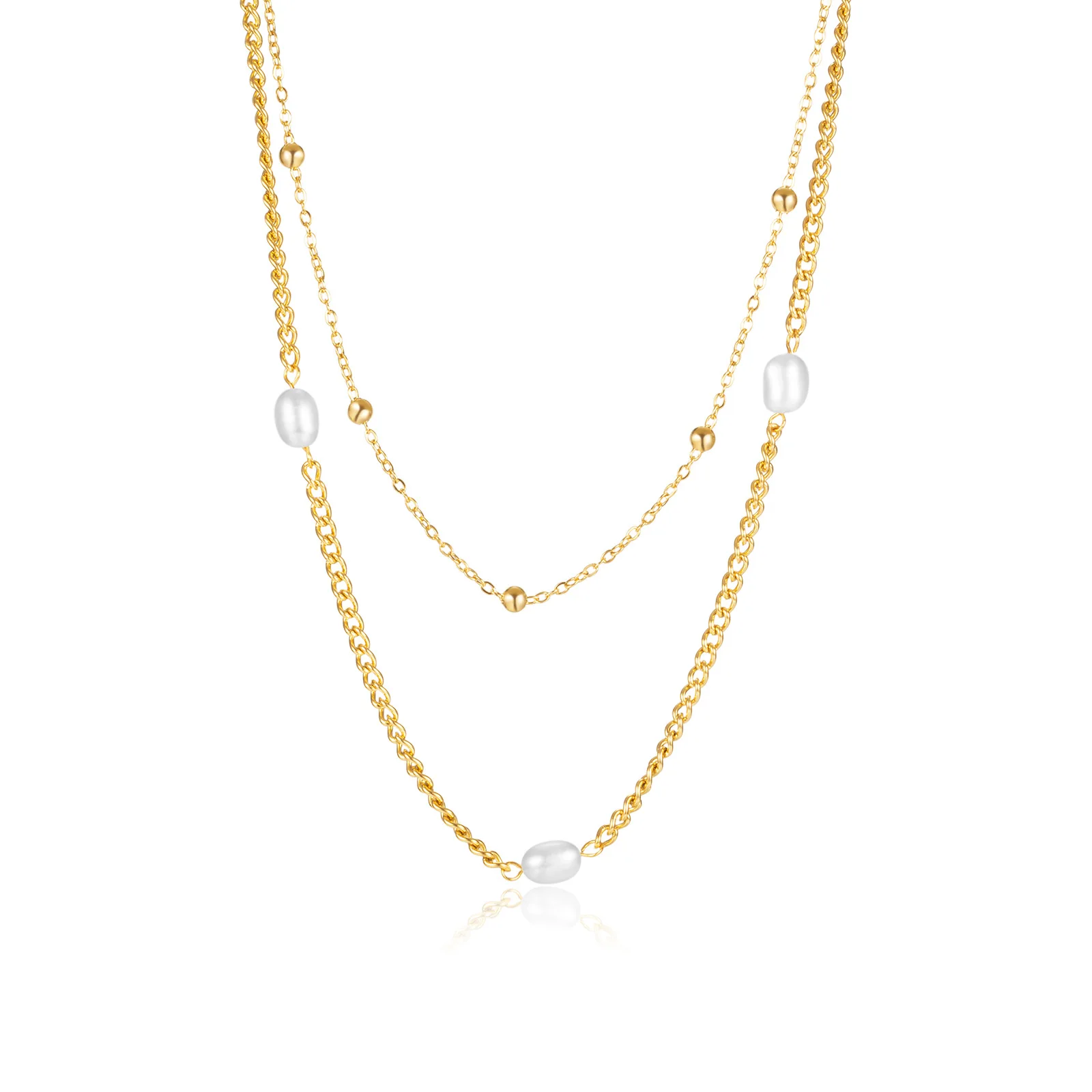 Dropshipping Jewelry Wholesale Double Layer Titanium Steel Necklace Women's Natural Freshwater Pearl Necklace
Dropshipping Jewelry Wholesale Double Layer Titanium Steel Necklace Women's Natural Freshwater Pearl Necklace