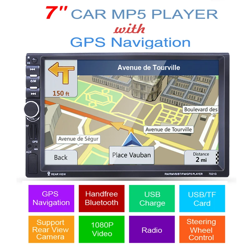 2 DIN Car Radio 7 Inch MP5 Player Touch Screen GPS Bluetooth Mirror Link For Android Audio Stereo Multimedia FM AUX USB TF HD 7"
2 DIN Car Radio 7 Inch MP5 Player Touch Screen GPS Bluetooth Mirror Link For Android Audio Stereo Multimedia FM AUX USB TF HD 7"