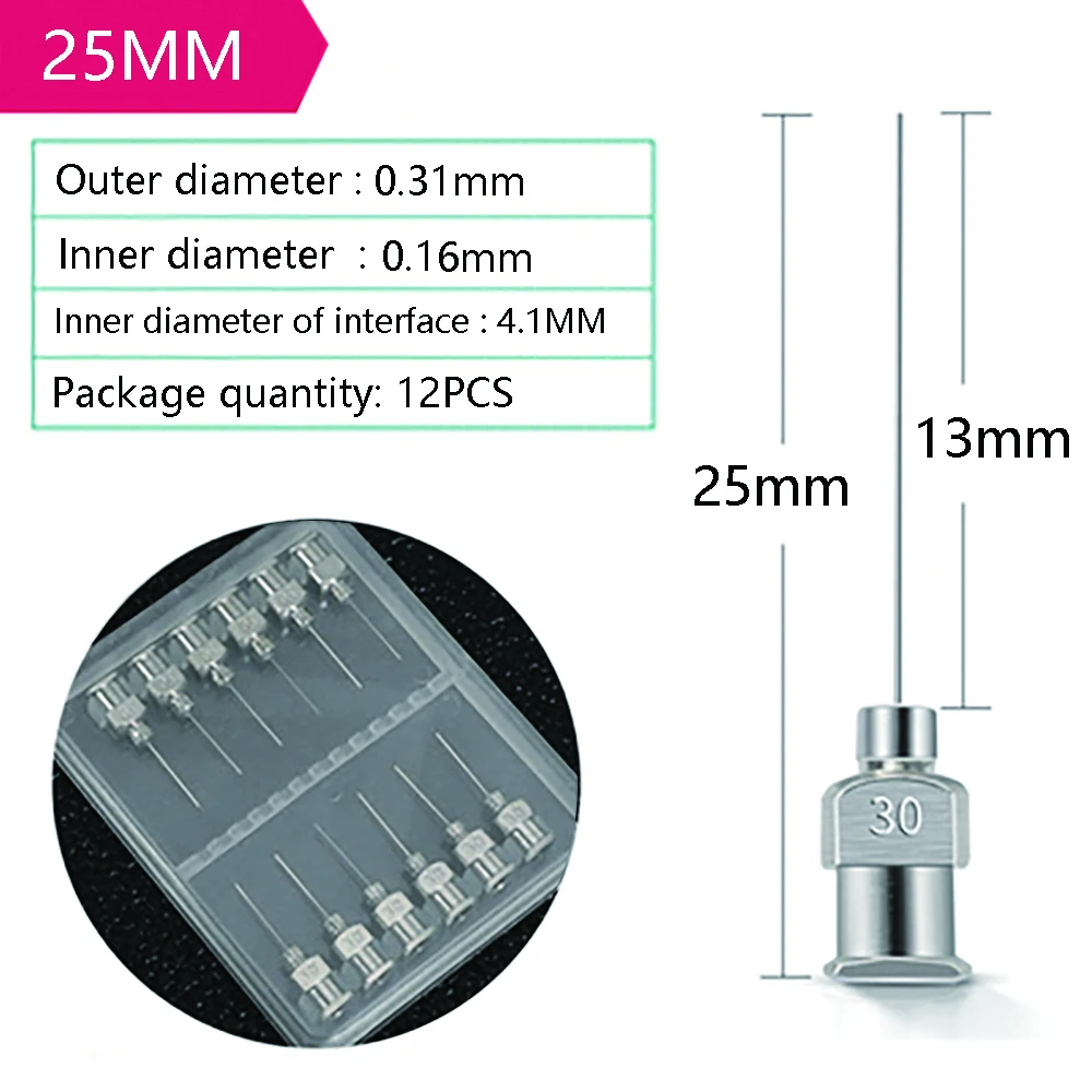 12PCS 21-30G 25MM Stainless Steel Dispensing Needles Syringe Needle Fluid Liquid Dispensing Tips Non-medical appliance
12PCS 21-30G 25MM Stainless Steel Dispensing Needles Syringe Needle Fluid Liquid Dispensing Tips Non-medical appliance