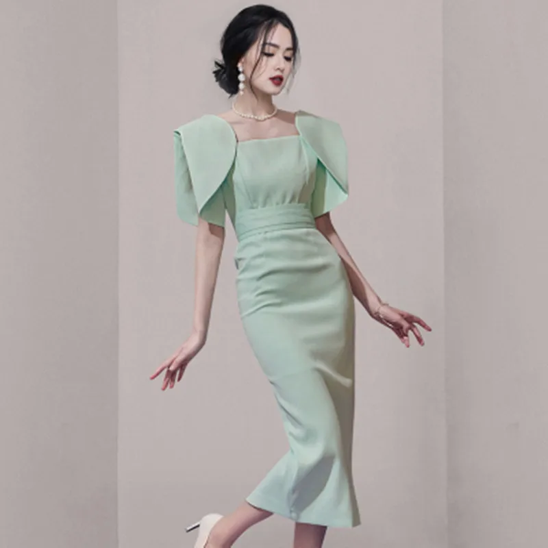 Summer New High-End Temperament Square Collar Slim Mid-Length Dress Women's Fashion Bag Hip Sheath Pencil Dresses Vestidos
Summer New High-End Temperament Square Collar Slim Mid-Length Dress Women's Fashion Bag Hip Sheath Pencil Dresses Vestidos