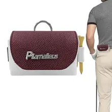 Golf Ball Storage Bag Color-Blocked Magnetic PU Leather Golf Ball Bag Pouch Magnetic Golf Bag Leather Golf Tees Bag PU Leather