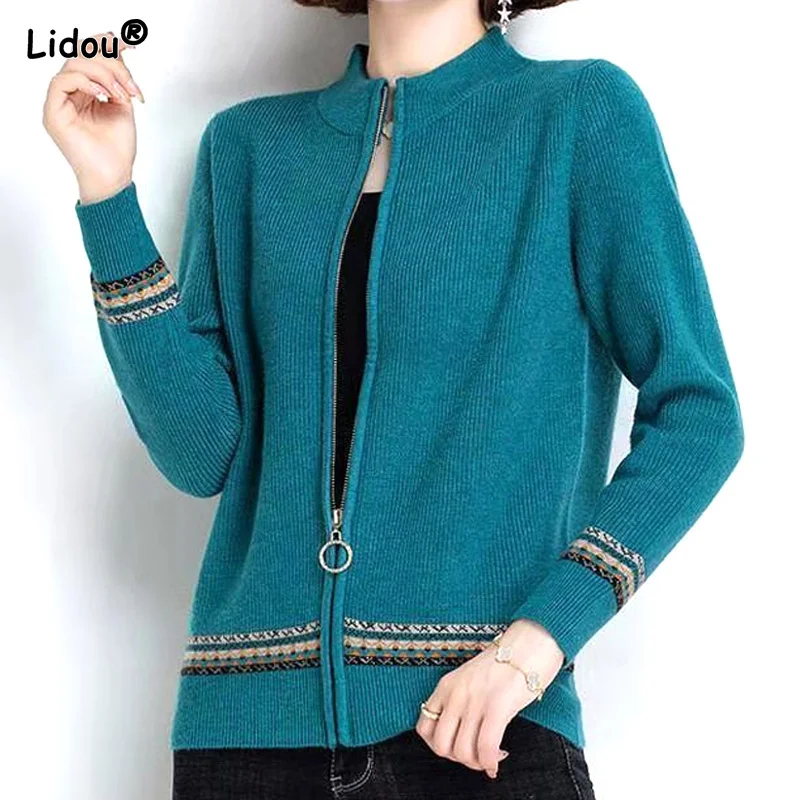 Chinese Style Printing Zipper Premium Cardigan Half High Collar Thick Women's Clothing Slim Embroidery Hot Selling Wild Knitting
Chinese Style Printing Zipper Premium Cardigan Half High Collar Thick Women's Clothing Slim Embroidery Hot Selling Wild Knitting