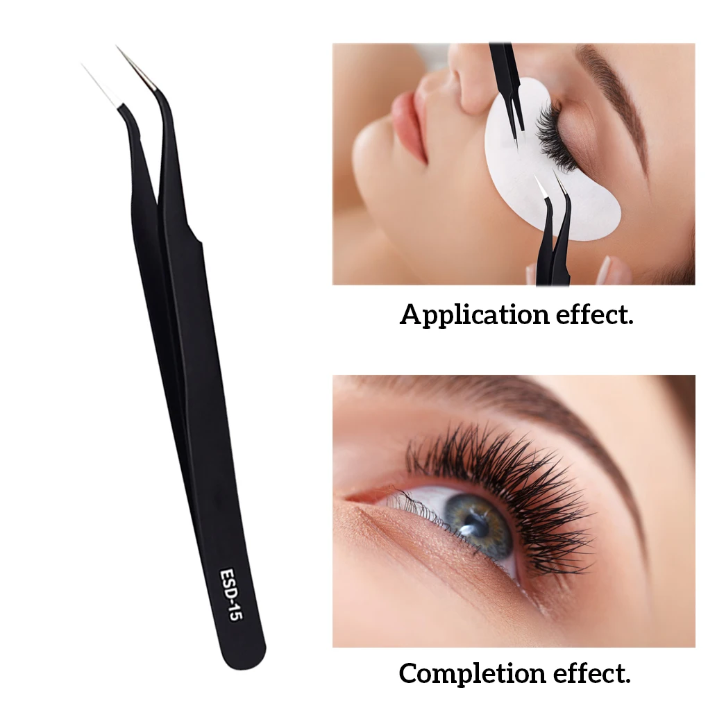 

Stainless Steel Eyelash Tweezer Precision Clip Tip Facial Hair Eyebrow Eyelash Tweezers for Lash Extension Grafting Clip Tip