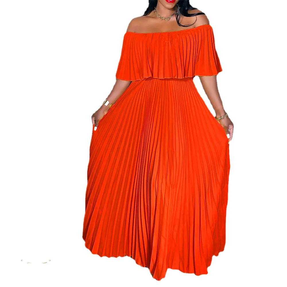 Off Shoulder Chiffon Dress Women Summer Dress Ruffle Pleated Long Dress Casual Solid Elegant Holiday Loose Beach Dress
Off Shoulder Chiffon Dress Women Summer Dress Ruffle Pleated Long Dress Casual Solid Elegant Holiday Loose Beach Dress