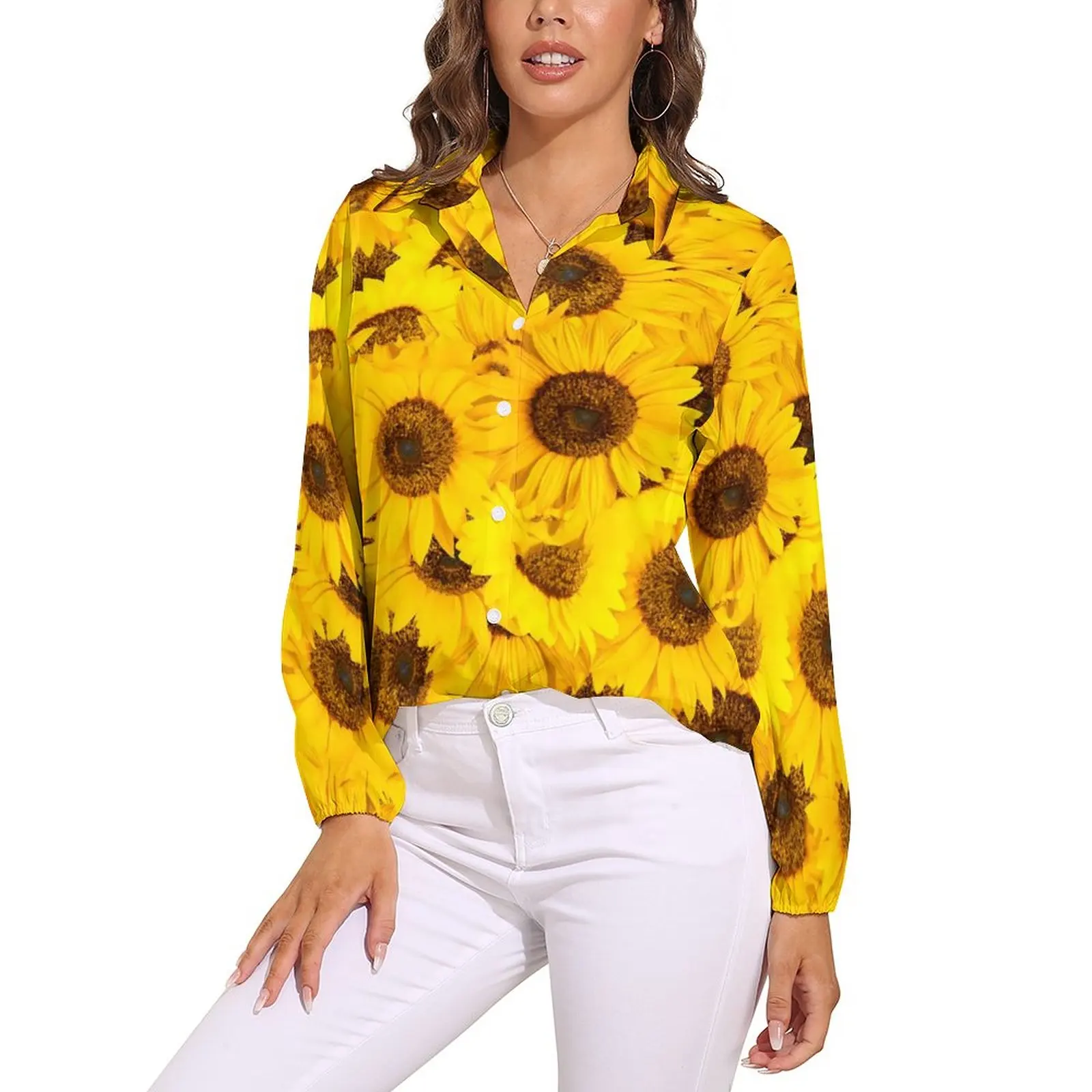 Sunflower Blouse Women Yellow Floral Print Street Wear Loose Blouses Long-Sleeve Elegant Shirts Custom Tops Big Size 2XL 3XL
Sunflower Blouse Women Yellow Floral Print Street Wear Loose Blouses Long-Sleeve Elegant Shirts Custom Tops Big Size 2XL 3XL