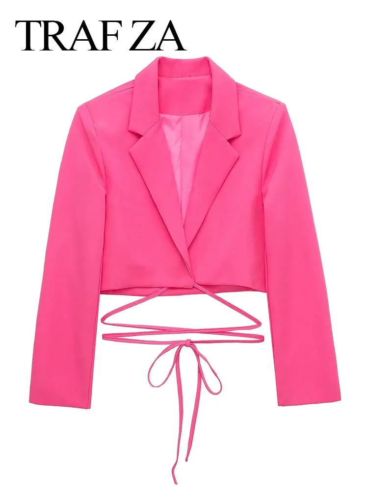 TRAF ZA Fashion High Street Short Buttonless Waist Tie Ladies Suit Top Youth Solid Color Bright Suit Collar Women's Top Dress
TRAF ZA Fashion High Street Short Buttonless Waist Tie Ladies Suit Top Youth Solid Color Bright Suit Collar Women's Top Dress