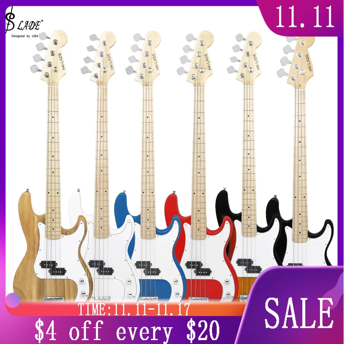 SLADE New Electric Bass Guitar Maple Fingerboard Maple Neck Electric Bass with Amplifier 4 Strings 20 Frets Electric Bass Set
SLADE New Electric Bass Guitar Maple Fingerboard Maple Neck Electric Bass with Amplifier 4 Strings 20 Frets Electric Bass Set