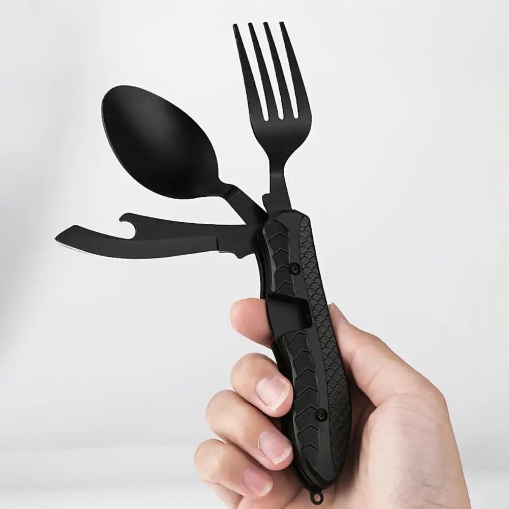 

Camping Cutlery Set Foldable Split Stainless Steel Disassembly Picnic Fork Spoon Cutter Set Foldable Tableware Bottle Opener