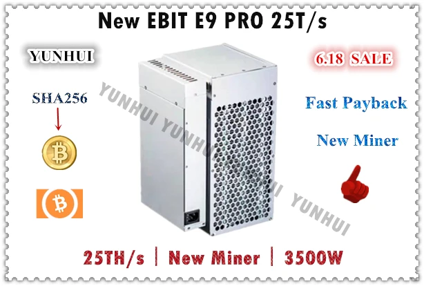 New EBIT E9 PRO 25T/S WITH PSU Bitcoin BCH BTC Miner Better Than S9 13.5T 14T T15 S9 SE S11 S15 S17 T9+ WhatsMiner M3
New EBIT E9 PRO 25T/S WITH PSU Bitcoin BCH BTC Miner Better Than S9 13.5T 14T T15 S9 SE S11 S15 S17 T9+ WhatsMiner M3