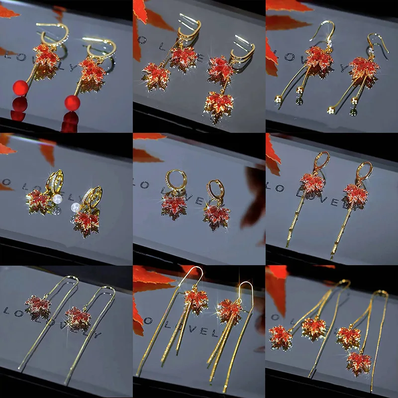 925 Silver Needles Fashion Maple Leaf Tassel Long Earrings For Women Red Crystal Leaf Zircon Jewelry Gifts 2022 New Trending
925 Silver Needles Fashion Maple Leaf Tassel Long Earrings For Women Red Crystal Leaf Zircon Jewelry Gifts 2022 New Trending