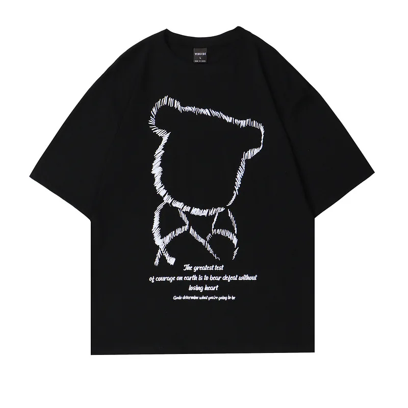 Футболка с коротким рукавом и вышивкой медведя, мужская летняя Свободная Повседневная футболка с коротким рукавом 
Футболка с коротким рукавом и вышивкой медведя, мужская летняя Свободная Повседневная футболка с коротким рукавом