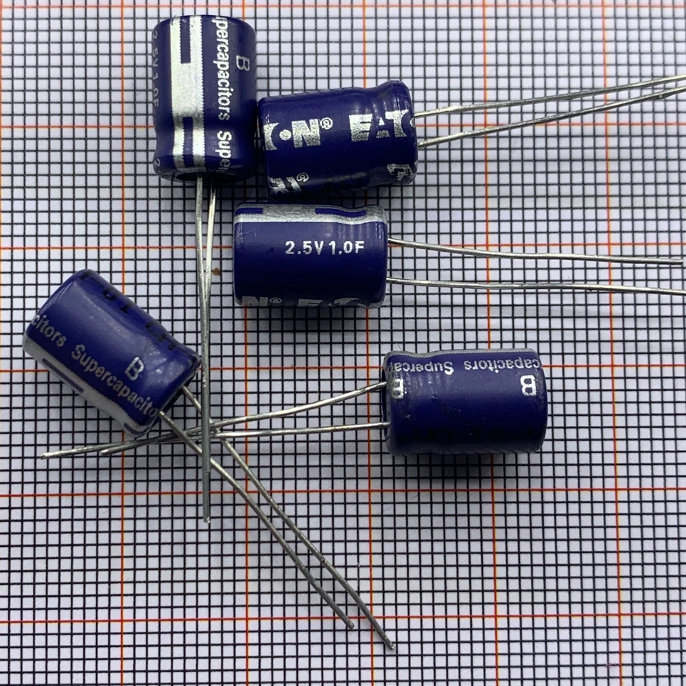 10 шт./импортный конденсатор Фарада 1F 2,5 в 8 х13 мм, американский суперфарад, конденсатор, Суперконденсатор 
10 шт./импортный конденсатор Фарада 1F 2,5 в 8 х13 мм, американский суперфарад, конденсатор, Суперконденсатор