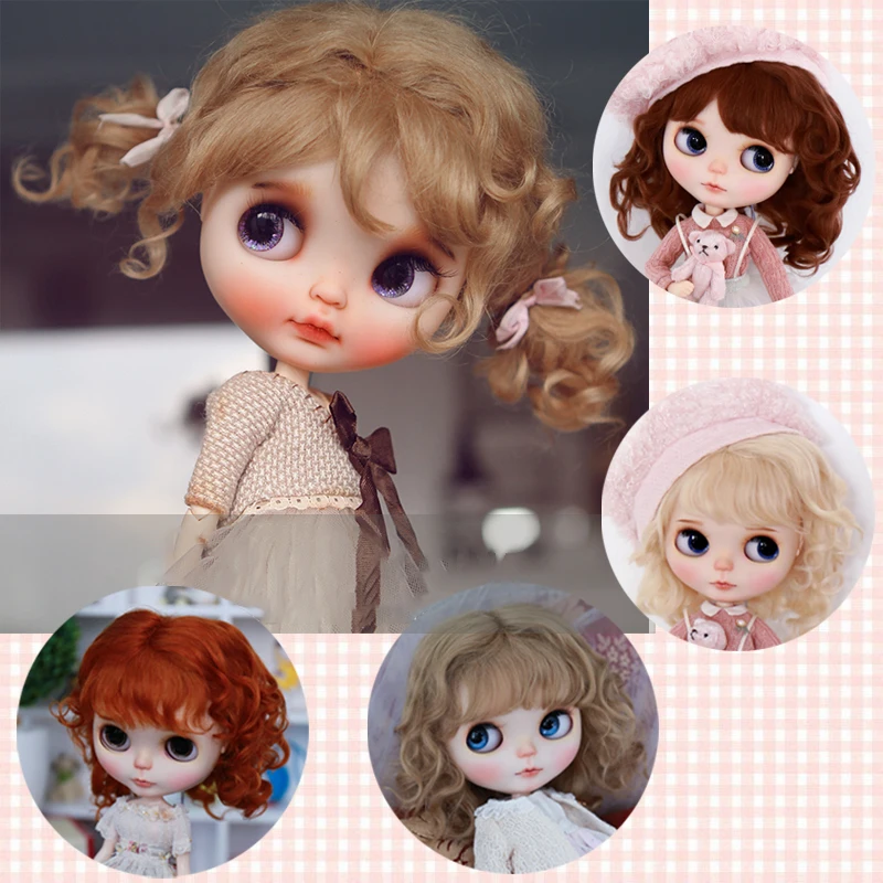 

BJD Doll Wig For Blythe Size Dolls Accessories Wig Toy Tress For Dolls Mohair Wigs Curly Hair Wig With Bangs For Girls
