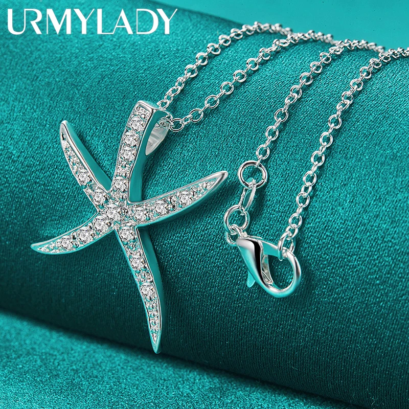 URMYLADY 925 Sterling Silver AAA Zircon Starfish Pendant Charm Necklace 16-30 Inch Chain For Women Wedding Engagement Jewelry
URMYLADY 925 Sterling Silver AAA Zircon Starfish Pendant Charm Necklace 16-30 Inch Chain For Women Wedding Engagement Jewelry