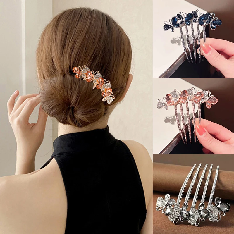 korean crystal butterfly five-tooth hairpin rhinestone plate hairpin insert comb temperament female casual wedding gift headdres 
korean crystal butterfly five-tooth hairpin rhinestone plate hairpin insert comb temperament female casual wedding gift headdres