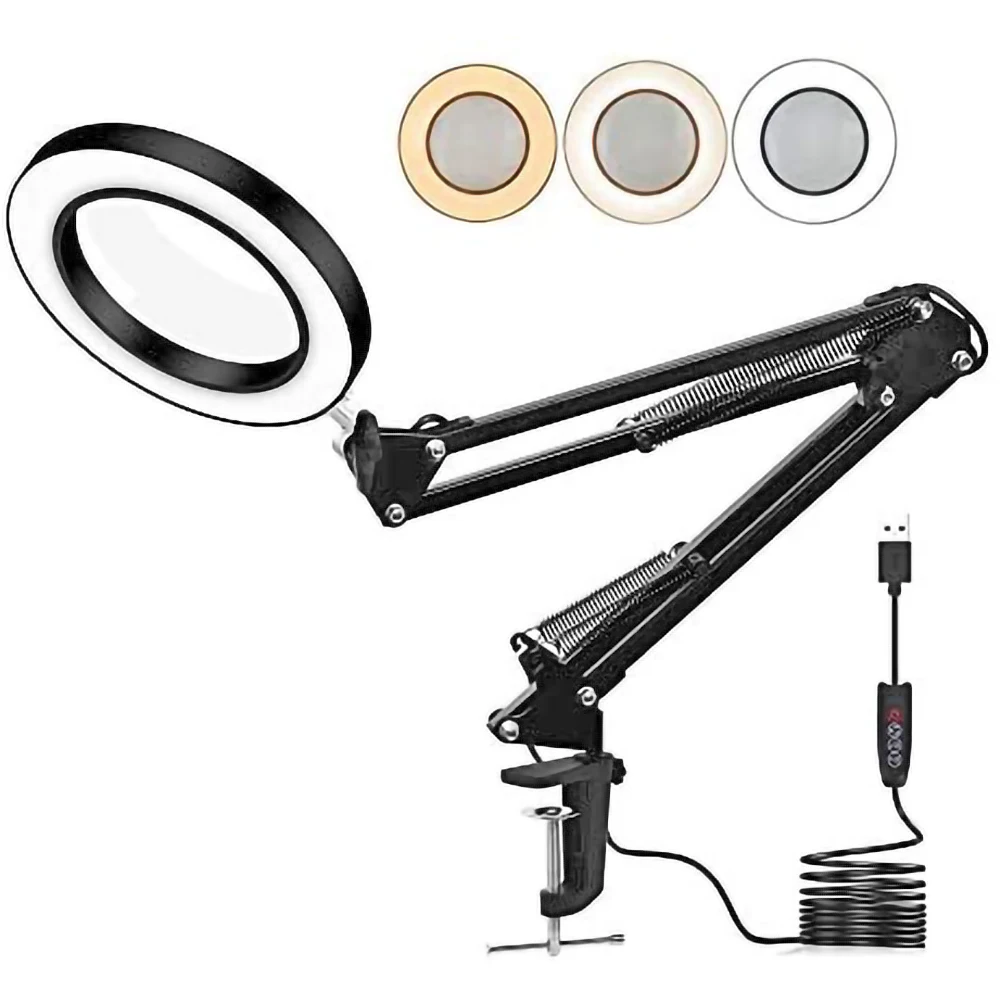 USB LED 6x Modern Table Lamp Flexible Desk Light Magnifying Glass Table Lamp Cold Clamp for Student Reading Study
USB LED 6x Modern Table Lamp Flexible Desk Light Magnifying Glass Table Lamp Cold Clamp for Student Reading Study
