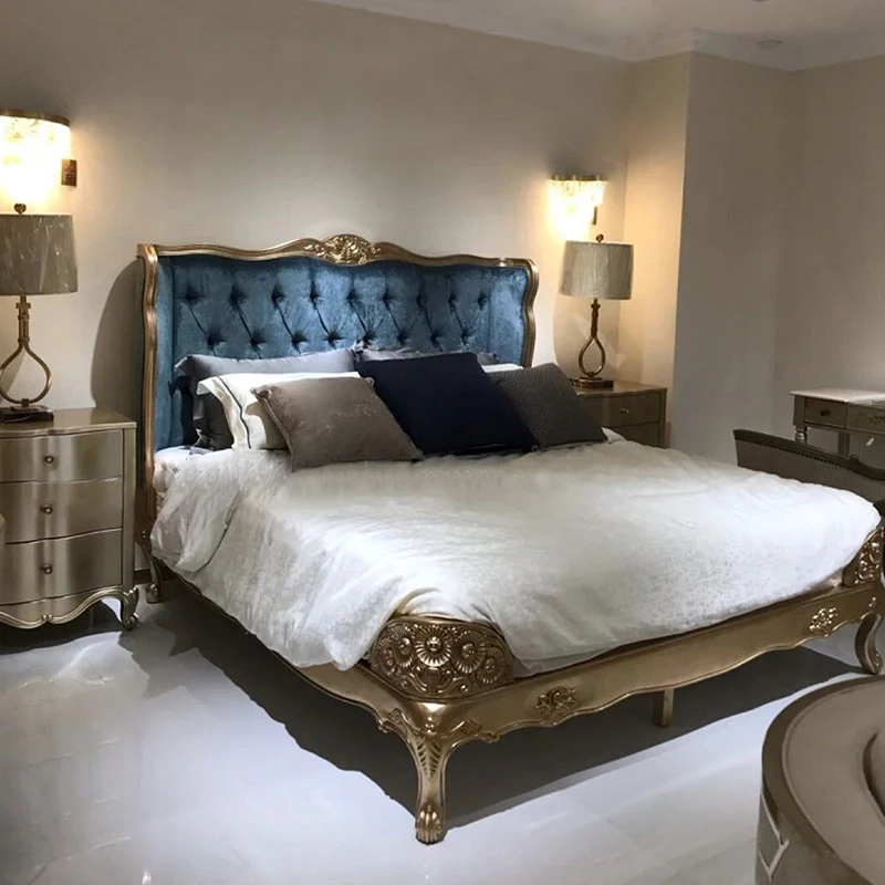 French solid wood carving all solid wood luxury court master bedroom European American furniture wedding bed double bed carving
French solid wood carving all solid wood luxury court master bedroom European American furniture wedding bed double bed carving