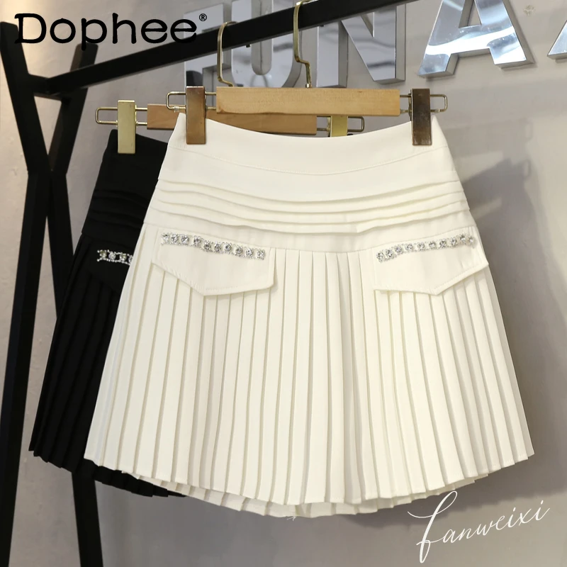 Новинка весна-лето 2022 Изысканная юбка Стразы с высокой талией стройнящая трапециевидная мини-юбка женская плиссированная юбка короткие юб... 
Новинка весна-лето 2022 Изысканная юбка Стразы с высокой талией стройнящая трапециевидная мини-юбка женская плиссированная юбка короткие юб...