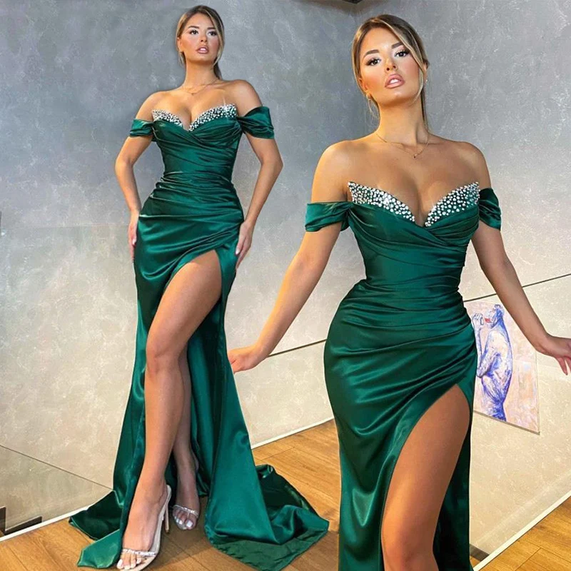 Green Off Shoulder Mermaid Prom Dresses 2022 Party Beaded Sexy Side Slit Long Formal Evening Gowns Vestidos De Fiesta Para Bodas
Green Off Shoulder Mermaid Prom Dresses 2022 Party Beaded Sexy Side Slit Long Formal Evening Gowns Vestidos De Fiesta Para Bodas
