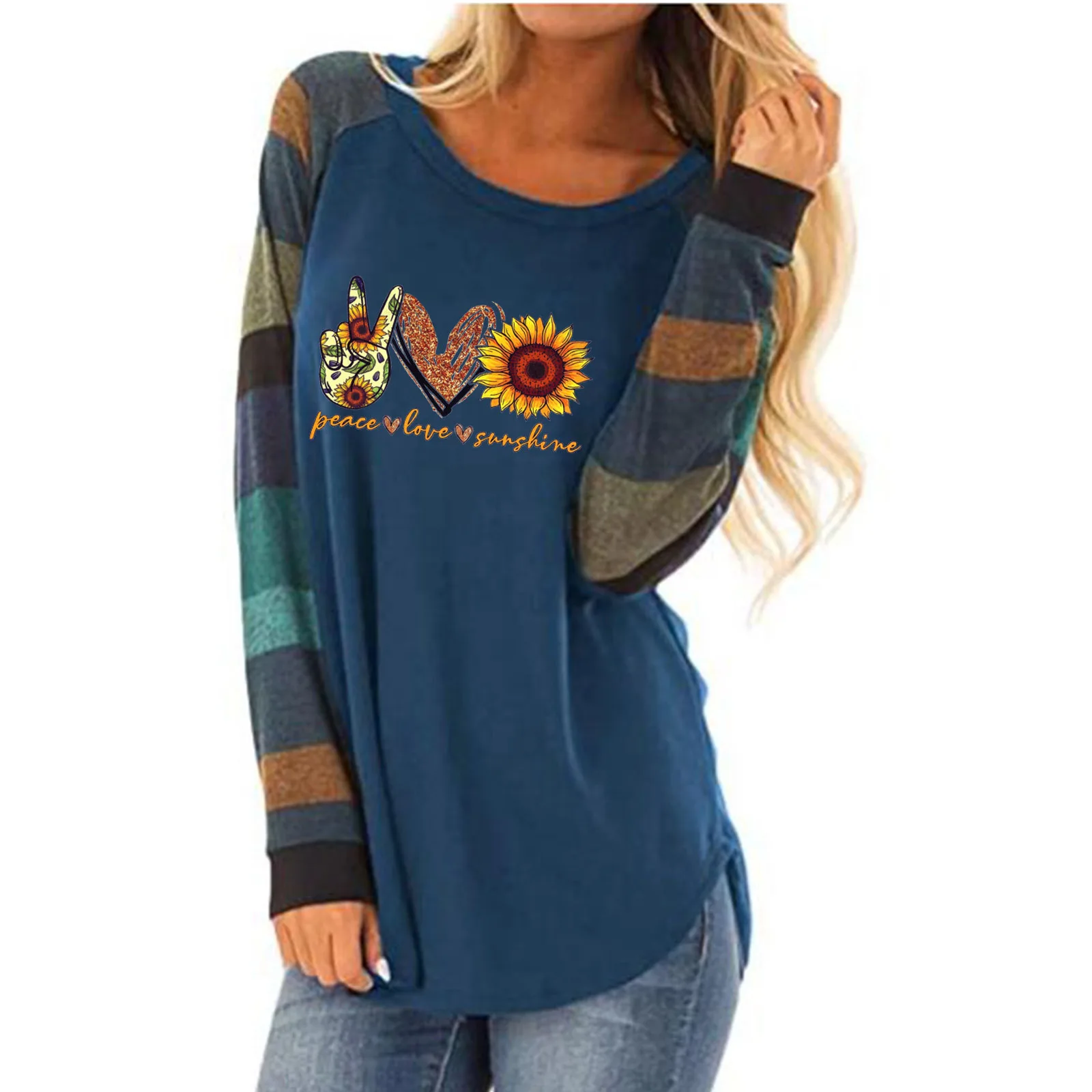 Women Floral Print Long Sleeve T-Shirt Graphics Tops Casual Loose Fashion Blouse Round Neck Striped Pullover Basic Shirt Clothes
Women Floral Print Long Sleeve T-Shirt Graphics Tops Casual Loose Fashion Blouse Round Neck Striped Pullover Basic Shirt Clothes
