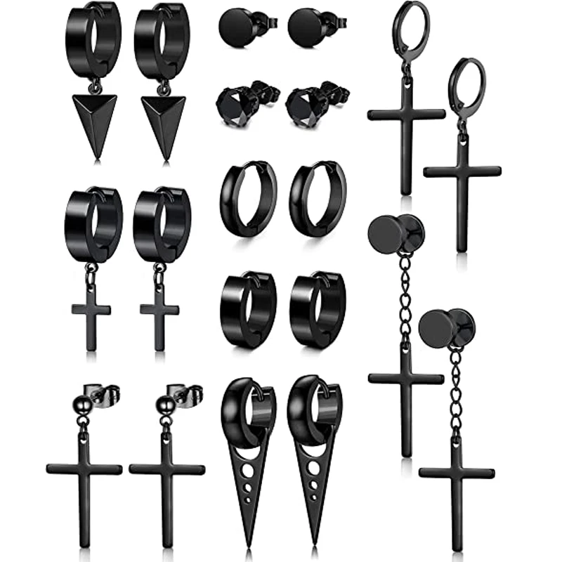 10 Pairs of Stainless Steel Cross Pendant Hinge Ring Earrings Cubic Zirconia Ball Earrings Sizes Tunnel Ring Earrings Black 857
10 Pairs of Stainless Steel Cross Pendant Hinge Ring Earrings Cubic Zirconia Ball Earrings Sizes Tunnel Ring Earrings Black 857