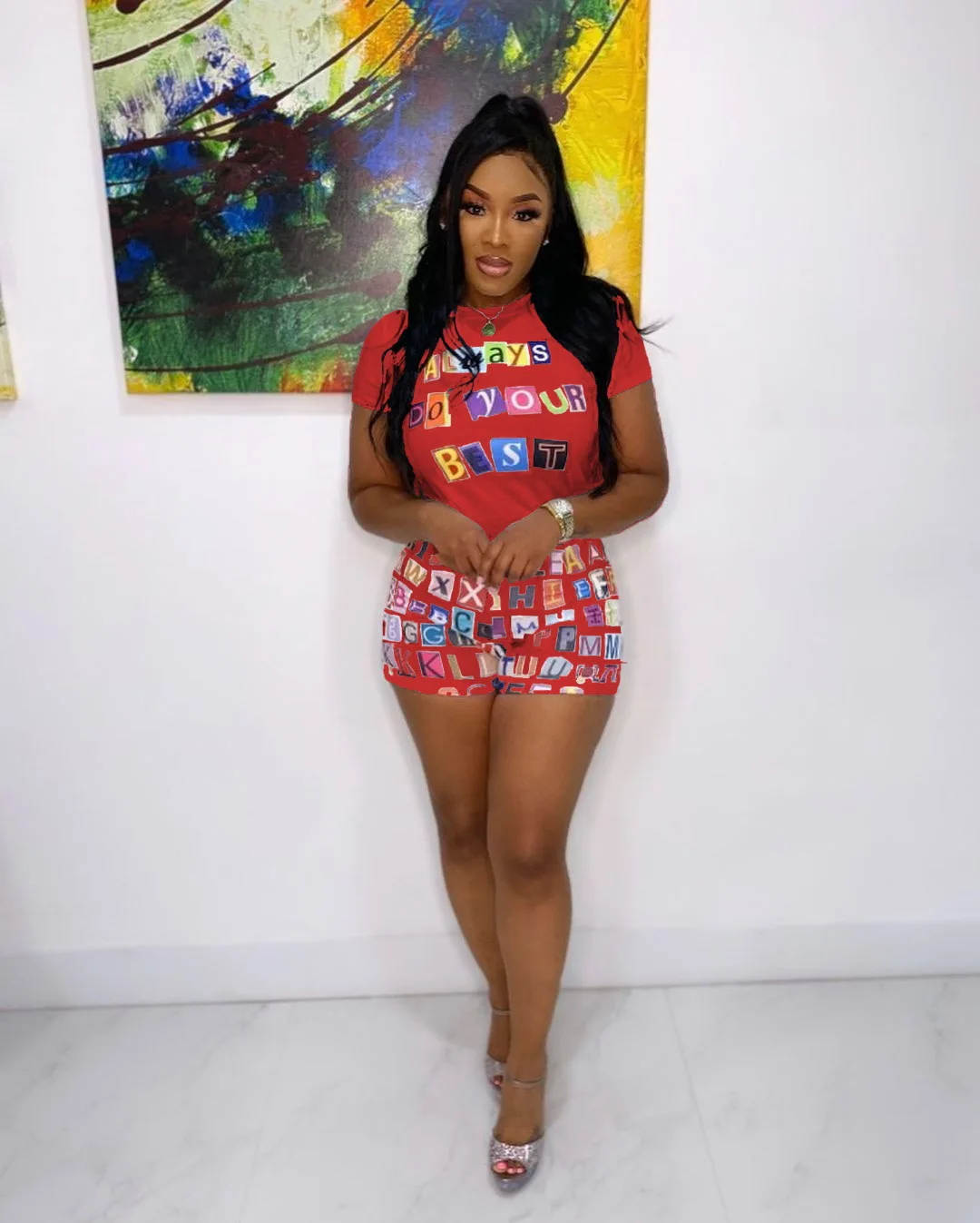 2022 Summer Women's Short-sleeved Shorts 2-piece Set Fashion Letter Graffiti Positioning Printing Street Hipster Women's Suit
2022 Summer Women's Short-sleeved Shorts 2-piece Set Fashion Letter Graffiti Positioning Printing Street Hipster Women's Suit