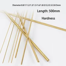 1/2/5pcs Length 500mm Dia 0.8mm To 3mm Brass Round Rod Bar Hard And Unbending Solid Pure Copper Handcrafted DIY Tool Metal Rods
