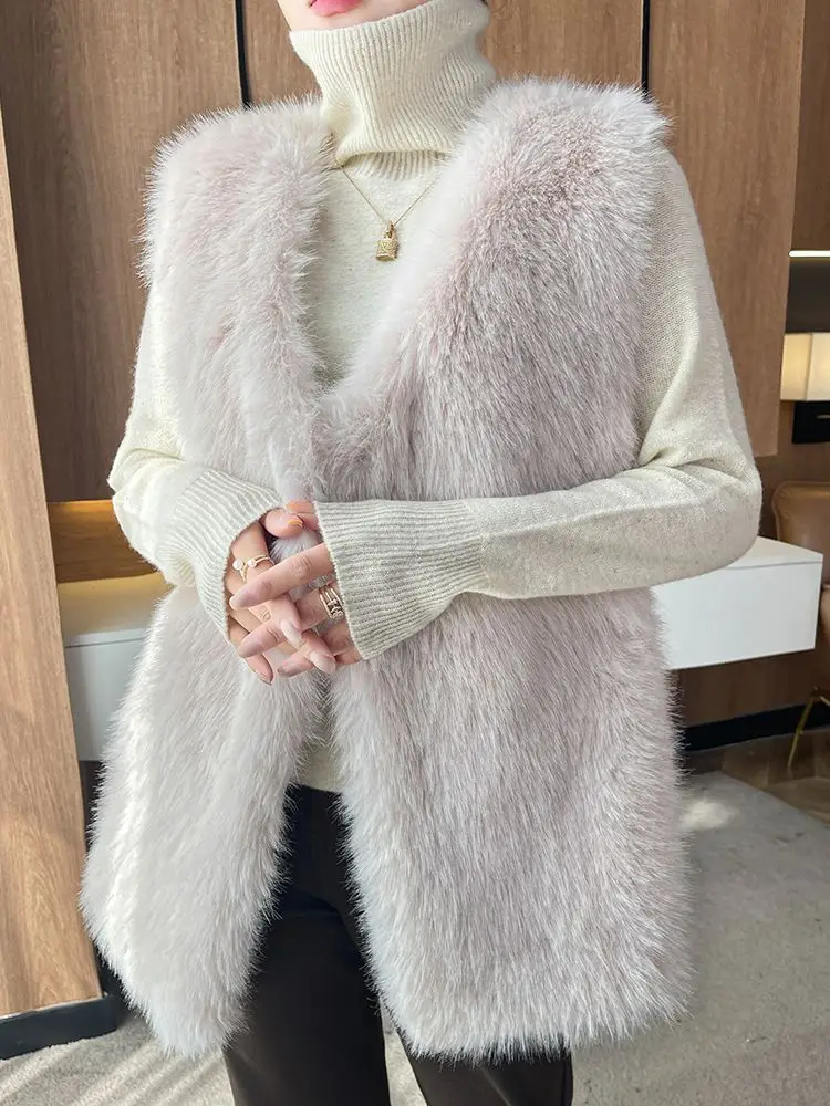 Woman High Quality Fox Fur Sleeveless Coats Female Fake Fur Vest Thick Faux Fur Mink Fleece Vest Waistcoat Ladies Jacket G193
Woman High Quality Fox Fur Sleeveless Coats Female Fake Fur Vest Thick Faux Fur Mink Fleece Vest Waistcoat Ladies Jacket G193