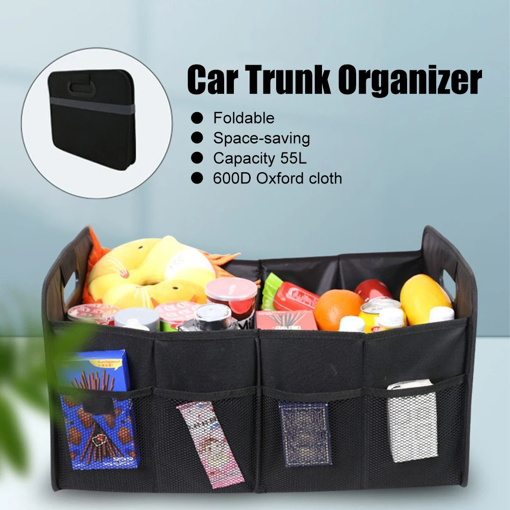 55L Universal Car Trunk Organizer Folding Storage Box 600D Oxford Collapsible Trunk Storage with 4 Pockets Reinforced Handles
55L Universal Car Trunk Organizer Folding Storage Box 600D Oxford Collapsible Trunk Storage with 4 Pockets Reinforced Handles