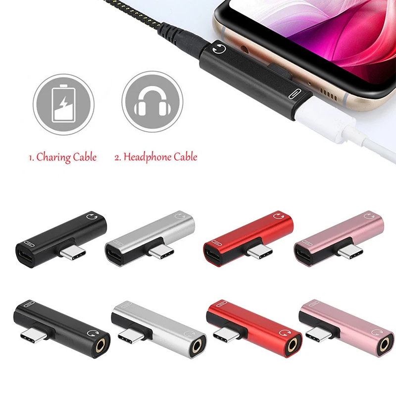 Переходник-разветвитель 2 в 1 с двумя разъемами usb-c и Aux 3 5 мм для наушников зарядки